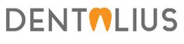 Logotipo de "DENTALIUS" con una figura de diente naranja entre las letras.