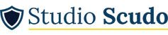 Logo di "Studio Scudo" con uno scudo blu e una linea gialla sotto il testo.