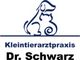 Logo: Hund und Katze, Text "Kleintierarztpraxis Dr. Schwarz" in blauem Schriftzug.