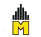 Gelbes "M" mit schwarzen vertikalen Linien darüber, die eine Skyline darstellen.