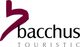 Logo von Bacchus Touristic mit stilisiertem "b" in Rot und schwarzem Schriftzug darunter.