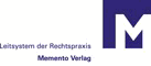 Logo: Großes blaues "M" rechts, Text "Leitsystem der Rechtspraxis Memento Verlag" links.