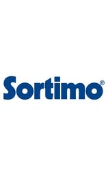 Sortimo-Logo in blauer Schrift auf weißem Hintergrund.