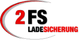Logo mit Schriftzug "2FS Ladesicherung" in Rot und Schwarz, umrahmt von einem gebogenen roten Pfeil.