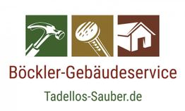 Logo von Böckler-Gebäudeservice mit Hammer, Nagel und Haus. Text: Tadellos-Sauber.de