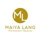 Logo: Goldene Buchstaben "ML" in Kreis, darunter Text "MAIYA LANG Permanent Beauty" auf weißem Hintergrund.