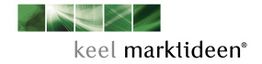 Logo mit grünem Muster und Text "keel markideen®" in Schwarz.