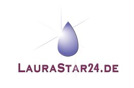 Logo mit lila Tropfen und Text "LauraStar24.de" darunter.