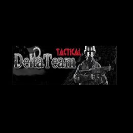 Tactical Delta Team logo with armed soldier in black gear on a dark background.