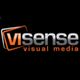 Logo von Visense: „visense visual media“ in Silber und Orange auf schwarzem Hintergrund.