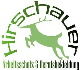 Logo mit grünem Hirsch und Schrift: "Hirschauer Arbeitsschutz & Berufsbekleidung".