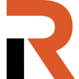 Orangefarbener, stilisierter Buchstabe R auf weißem Hintergrund.