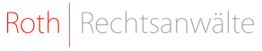 Logo mit rotem Text "Roth" und grauem Text "Rechtsanwälte" auf weißem Hintergrund.