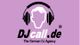 Stilisierter DJ mit Kopfhörern und Text: DJcall.de - The German DJ Agency auf lila Hintergrund.