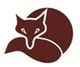 Stilisiertes, braunes Fuchs-Logo auf weißem Hintergrund, der sich umschaut.