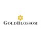 Logo de GoldBlossom con texto negro y flor dorada sobre fondo blanco.