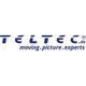 Logo von Teltec mit dem Slogan „moving.picture.experts“ in blauer Schrift auf weißem Hintergrund.