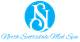 Blue logo with "North Scottsdale Med Spa" in elegant script and stylized initials "NS" in circle.