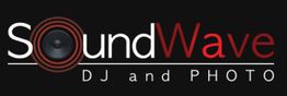 "SoundWave logo with a speaker in the letter O, featuring the text 'DJ and PHOTO' below."
