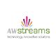 Logo of AWstreams with colorful abstract lines above text: "technology innovative solutions".
