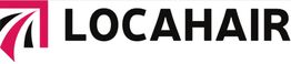 Logo mit dem Wort "Locahair" in Schwarz und rosa-weißem Design links daneben.