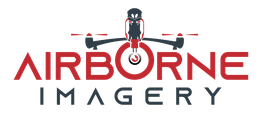 Logo of Airborne Imagery featuring a drone with a camera lens and text.