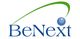Logo mit der Aufschrift "BeNext", grün-blauer Bogen und kleinem blauen Kreis darüber.
