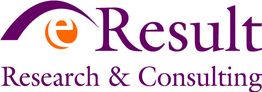 Logo mit lila Schrift: "eResult Research & Consulting", stilisiertes Auge im Design.