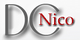 Schriftzug "DC Nico", wobei "DC" grau und "Nico" rot ist.