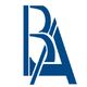 Logo blu con lettere stilizzate "B" e "A" su sfondo bianco.