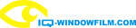 Gelbes Auge neben blauem Text "IQ-WINDOWFILM.COM".
