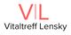 Logo mit den Buchstaben "VIL" in Rot und Text "Vitaltreff Lensky" in Schwarz.