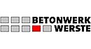 Logo mit sieben Quadraten, eins rot. Text: Betonwerk Werste.