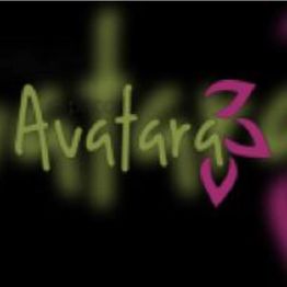 Texto estilizado "Avatar 3" em verde e rosa, com fundo preto.