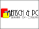 Logo mit Text "Mensch & PC" und farbigen Quadraten in Rot, Grau und Gelb.