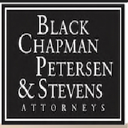 Black Chapman Petersen & Stevens Attorneys logo, white text on a black background.