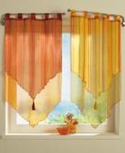 Scheibengardine Doppelgewebe mit Schlaufen und Quaste, tranparent