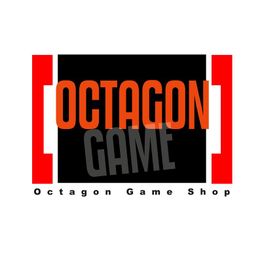 Logo des Octagon Game Shops mit schwarzem Hintergrund und roten und weißen Akzenten.