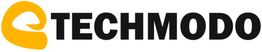 Logo mit gelbem Symbol und schwarzem Text "TECHMODO".