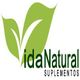 Logo com folhas verdes e texto "Vida Natural Suplementos".