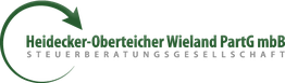 Logo der Heidecker-Oberteicher Wieland PartG mbB, Steuerberatungsgesellschaft, mit grünem Pfeil.