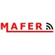 "Logo con texto 'MAFER' en rojo y símbolo de señal inalámbrica en negro a la derecha."