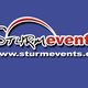 Logo mit Text "Sturmevents" und URL "www.sturmevents.de" auf blauem Hintergrund.