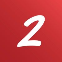 Número dos blanco sobre fondo rojo.