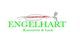 Logo mit einem stilisierten Auto, Spritzpistole und Text: "Engelhart Karosserie & Lack".