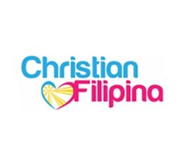 Christian Filipina logo with blue and pink text and a heart design.