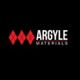 Argyle Materials logo with red diamonds and white text on a black background.