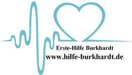 EKG-Linie, Herzsymbol, Text: "Erste-Hilfe Burkhardt www.hilfe-burkhardt.de".