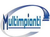 Logo di Multimpianti con testo blu e design circolare stilizzato.