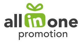 Logo mit Schriftzug "all in one promotion" und grüner Geschenkbox über dem "in".